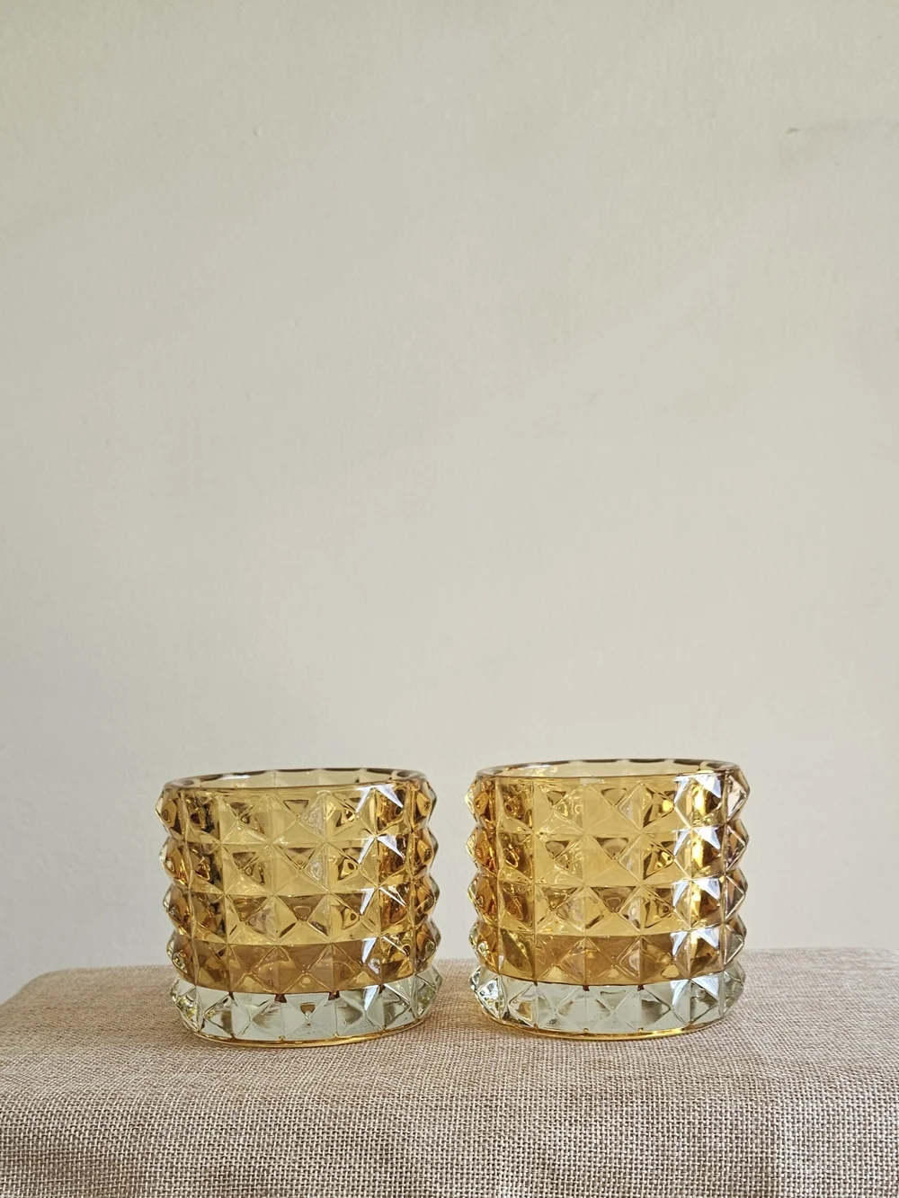 Amber Glass Candle Holders - Set Of‎ 2